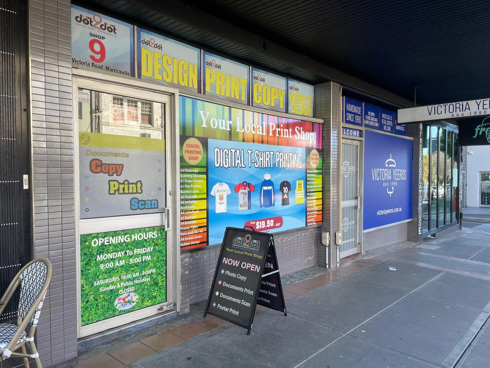 Dot2Dot Printing shopfront on Victoria Rd, Marrickville